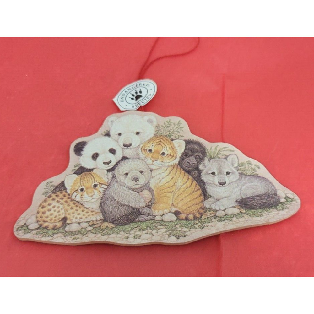 Vintage The Fraser Collection Endangered Species Wood Plastic Christmas Ornament